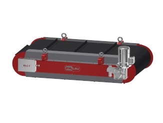 Separator magnetic suspendat deasupra benzii transportoare si curățare automată tip DND-AC 